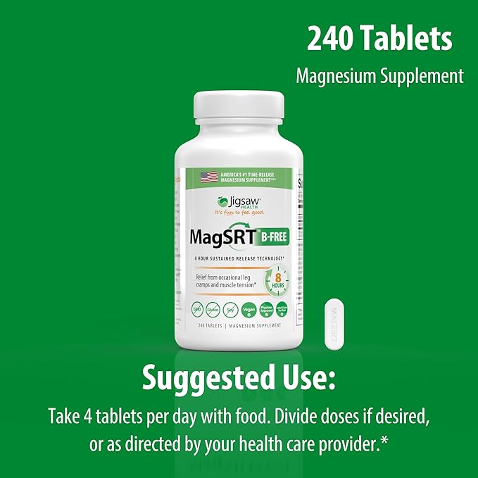 Jigsaw Health Magnesium Bundle | MagSRT (B-Free) 240 Tablets and Brain Boost 90 Capsules