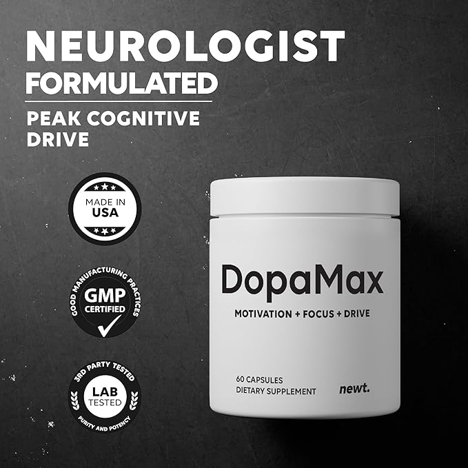 DopaMax Dopamine Support Supplement – Motivation Focus &amp Drive Capsules – Brain Food Formula with L-Dopa for Mood Balance &amp Cognitive Support – 60 Capsules