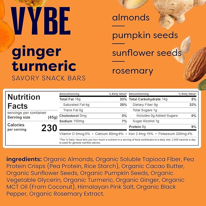 Vybe Snacks Savory Snack Bars – Ginger Garlic &amp Lemon Mint (2 of each) Crunchy &amp Delicious | Zero-Added Sugar Gluten-Free Plant-Based Goodness Keto-Friendly No Artificial Ingredients (Pack