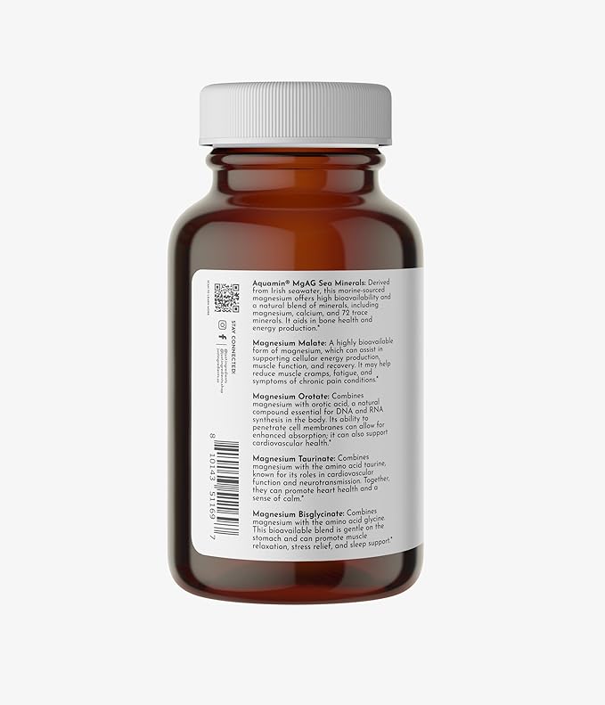 Just Ingredients Magnesium Complex - Five Bioavailable Forms for Relaxation Sleep Mood Support - 60 Capsules