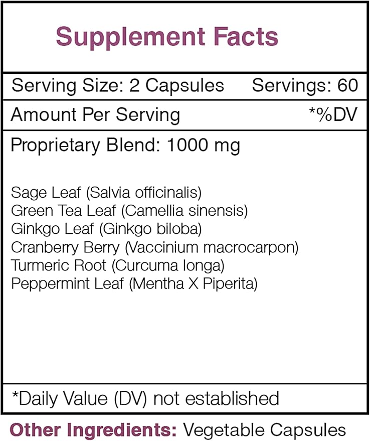 Desert Breeze 120 Capsules 1000 mg Sage Green Tea Ginkgo Cranberry Turmeric Peppermint. Fresh Breath Formula (120 Capsules)