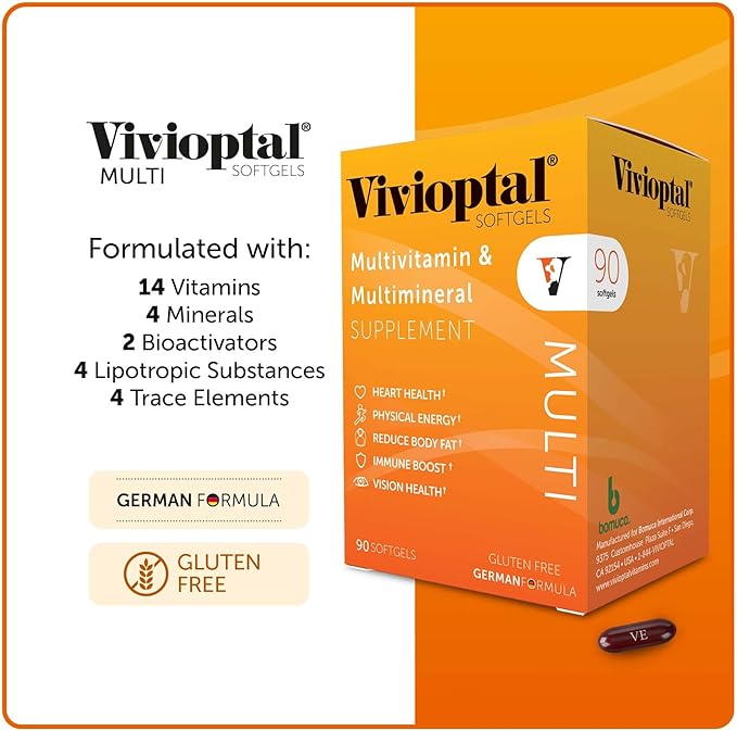 Vivioptal Multi 90 Softgels (1 Year Supply) Multivitamin &amp Multimineral Gluten Free German Formula