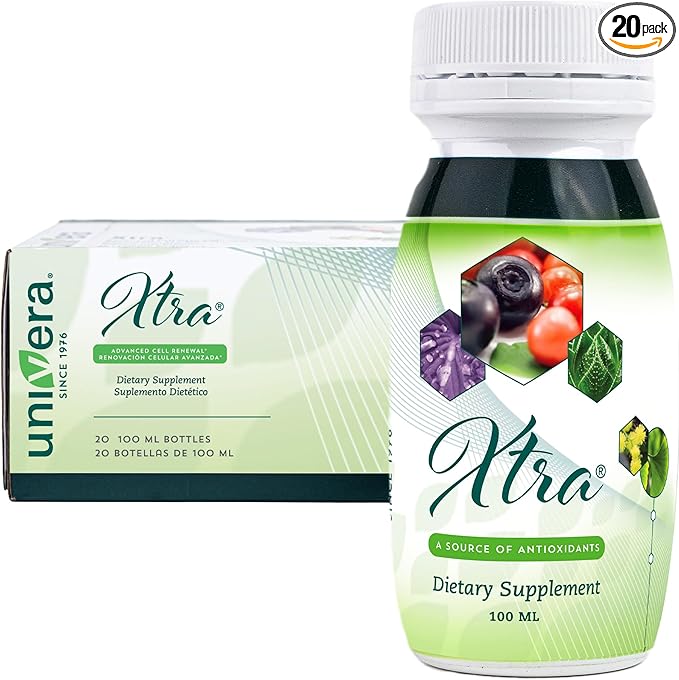 Univera Xtra Minis Multimineral fruites Complex 15 Natural Ingredients Stress Management Focus &amp Clarity Joint Comfort Antioxidant Protection - 3.38 Fl Oz (Pack of 20)