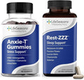 LifeSeasons Anxie-T Gummies + Rest-ZZZ Bundle – Day &amp Night Calm and Sleep Support – Reduce Stress Ease Tension Fall Asleep &amp Stay Asleep – Ashwagandha GABA L-Theanine – 90 Gummies + 60 Ca