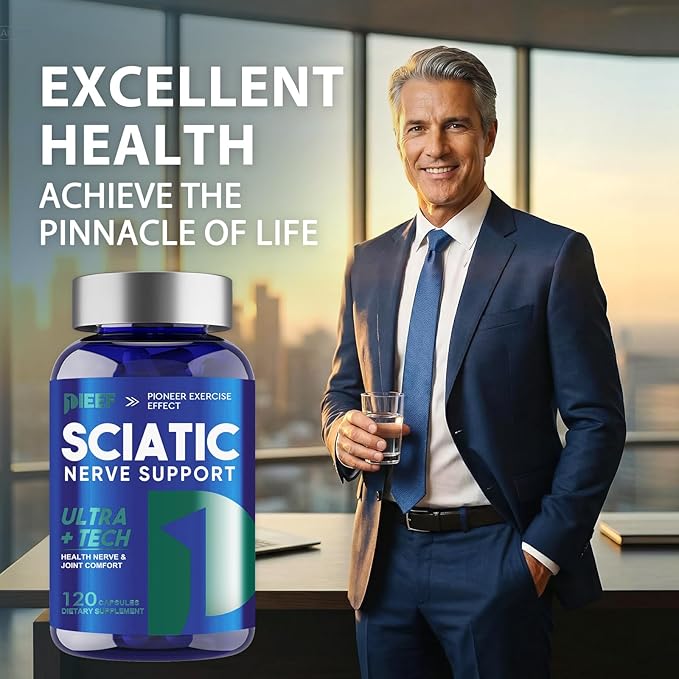 Sciatic Nerve Support Supplement 120 Capsules with Vitamin Proprietary Blend 800mg &amp Magnesium Nutritional Support for Nerve Discomfort in Hands Legs Hips &amp Feet