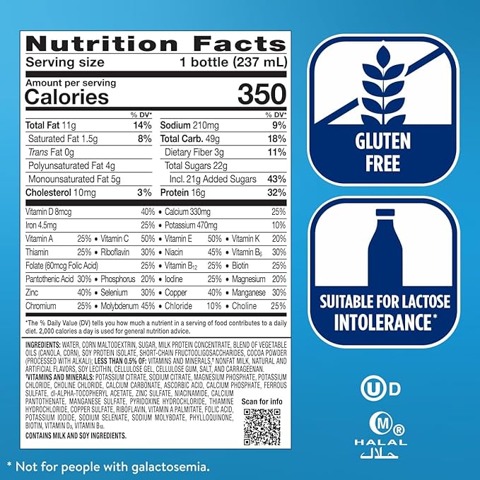 Ensure Plus Milk Chocolate Nutrition Shake with Fiber | Meal Replacement Shake | Ready to Drink | 16g Protein and 27 Vitamins and Minerals | 8 fl oz - 24 Pack
