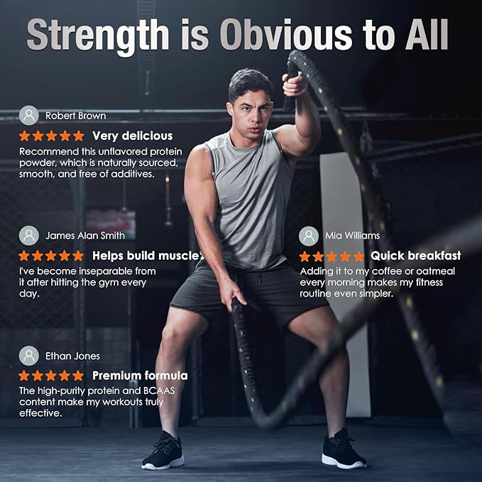 DRFOSTER Whey Protein Powder Isolate - Unflavored Grass-Fed 26g Protein &amp 6g BCAAs for Muscle Growth &amp Recovery Sugar Free &amp Keto Friendly 1.1LB 16 Servings