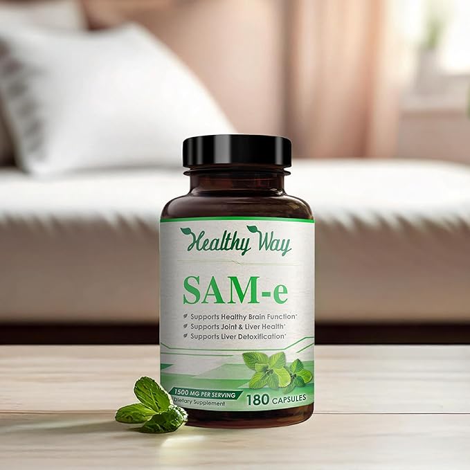 1500mg SAM-e Supplement - High Strength S-Adenosyl-L-Methionine Capsules 1500mg per Serving for Brain Liver and Mood Support - Non-GMO High Absorption Same Supplement (60 Servings)