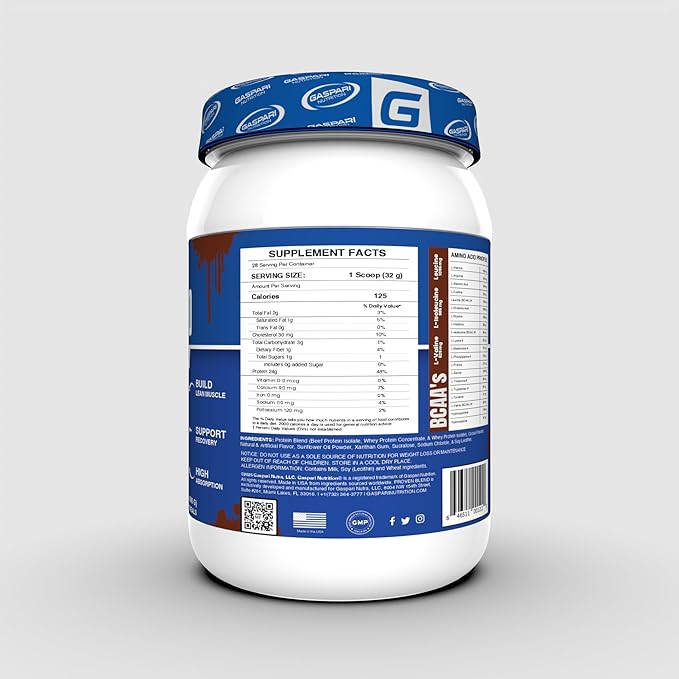 Gaspari Nutrition Proven Blend Multi Source Protein Powder Beef Protein Isolate Whey Concentrate and Whey Isolate Builds Lean Muscle 24g of Protein (28 Servings Double Chocolate)