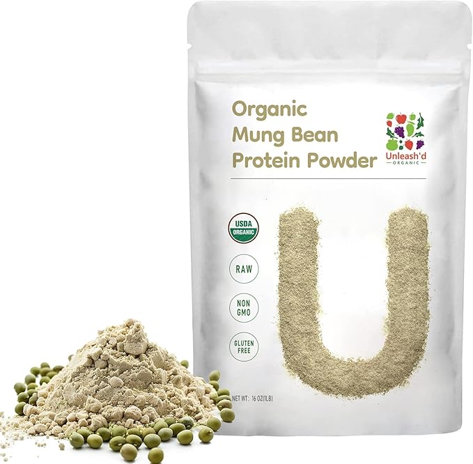 Unleash’d Organic Organic Mung Bean Protein Powder 16 oz – 100% Pure Plant Protein Vegan Nutrient-Rich High Fiber &amp Minerals