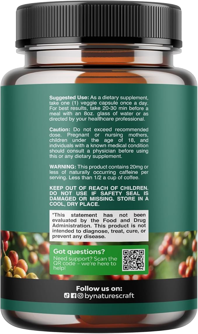 Green Coffee Bean Extract for Weight Loss - Pills for Women and Men - Appetite Suppressants for Weight Loss with Chlorogenic Acid - Herbal Fat Burner to Assist with Weight Loss 120 Count