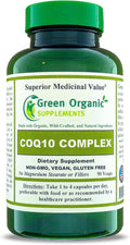 Green Organic Supplements Coq 10 Complex Ubiquinone 90 VCaps High Absorbable Non-GMO Gluten-Free (Single)