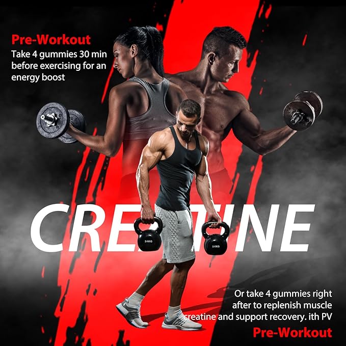240 Count Creatine Monohydrate Gummies 5g for Women Men Energy Creatine Supplements Gummies for Gym Essentials Women