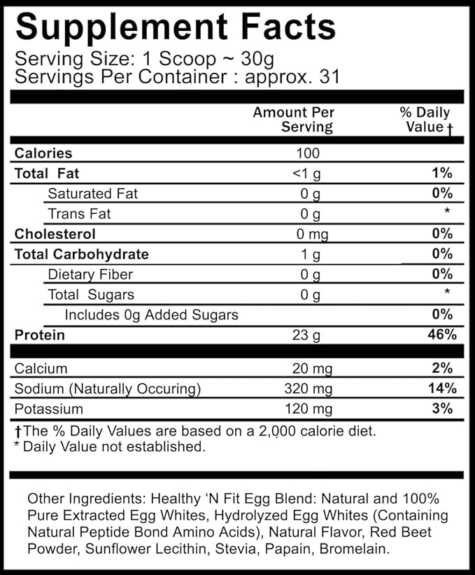 Healthy N Fit 100% EGG PROTEIN- Strawberry (2lb): 100% Egg White Protein PLUS Natural Peptides. Naturally Sweetened Zero Carb Keto Paleo Friendly