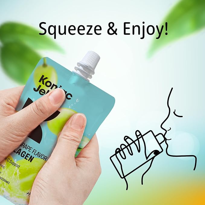 Hethstia Konjac Jelly Green Grape Flavor with Collagen Peptides 10 Packs and Konjac Fettuccine Gluten Free 12 Packs Low Calorie Keto Sugar Free Healthy Food