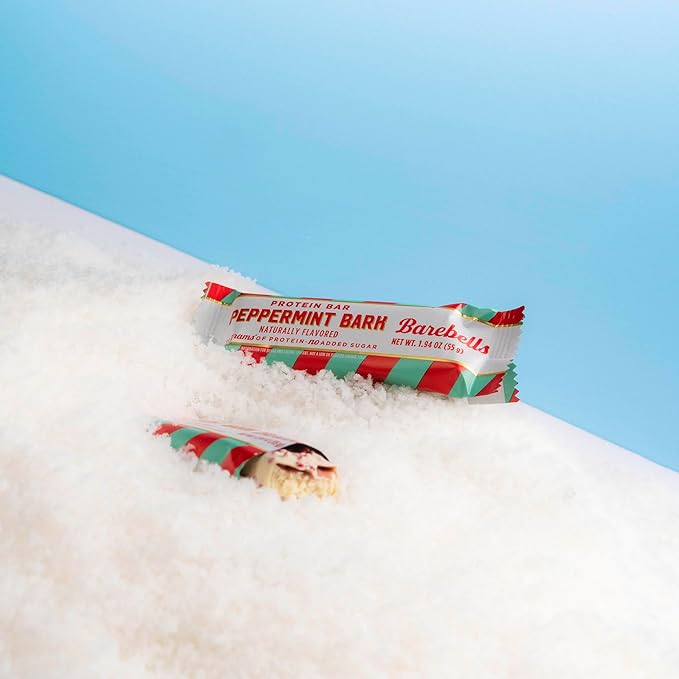 Barebells Protein Bars Peppermint Bark – 24 Count (Pack of 2) 20g Protein Creamy Vanilla Nougat with 1g Sugar White Chocolate Coated Snack for Breakfast or Post-Workout