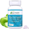EZ Melts Multivitamin Without Iron - Daily Supplement with 18 Vitamins &amp Minerals - Contains Vitamin C Folate Biotin &amp More - Non-GMO &amp Vegan - Apple - 60 Dissolvable Tablets (30 Serving