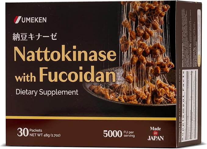 Umeken Nattokinase Plus Fucoidan Nattokinase Supplement 5000FU Natto Odor Free Easy to Take Okinawan Fucoidan Japanese Supplement 30 Counts Pack of 1