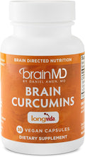 BRAINMD Brain Curcumins - 30 Vegan Capsules - With Longvida Curcumin - Gluten Free - 30 Servings