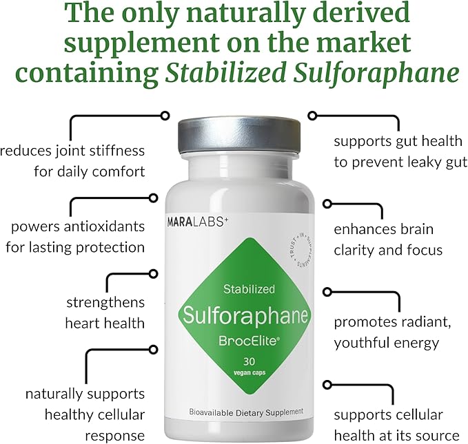 Mara Labs BrocElite Plus | Stabilized Broccoli Sulforaphane Supplement | Glyphosate Residue Free Certified – Third-Party Tested | 30 Vegan Capsules