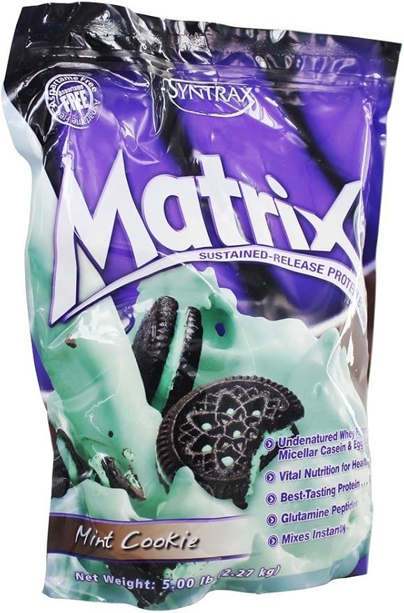 Syntrax Matrix Sustained Release Protein Powder - 11 Flavors and 3 Sizes! - Mint Cookie / 5LB Bag