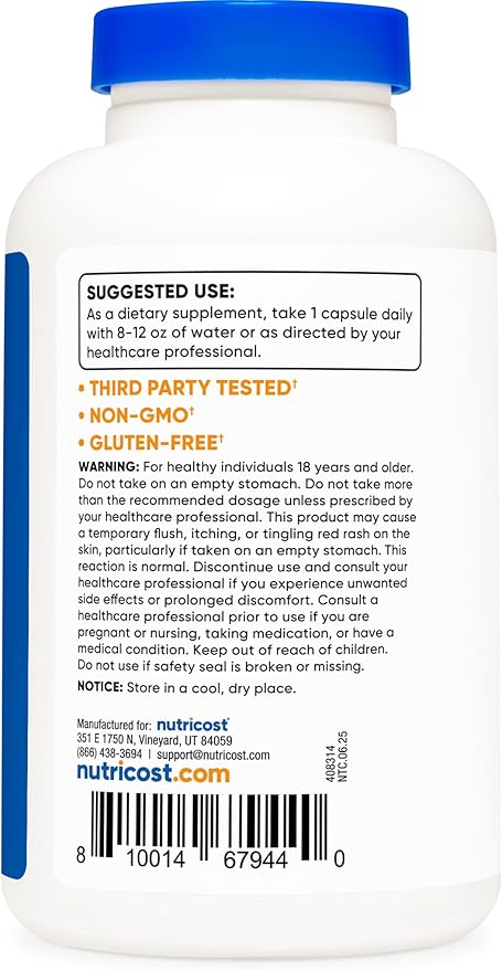 Nutricost Niacin (Vitamin B3) 500mg 240 Capsules - with Flushing Non-GMO Gluten Free (Pack of 2)
