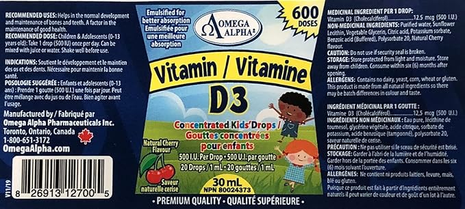 Omega Alpha Kids Drops Vitamin D 30ml(600 Drops)