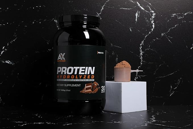 Chocolate Hydrolyzed Protein Powder 21g Per Serving– 37oz 30 Servings – New Bigger Size Rich Chocolate Flavor Premium Quality Protein