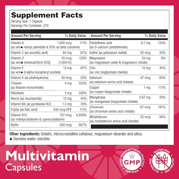 Celebrate Vitamins Bariatric Multivitamin Iron Free - Post Gastric Bypass &amp Sleeve Gastrectomy Supplement for Men &amp Women - Essential Minerals &amp Vitamins A B D &amp E (270 Capsules)