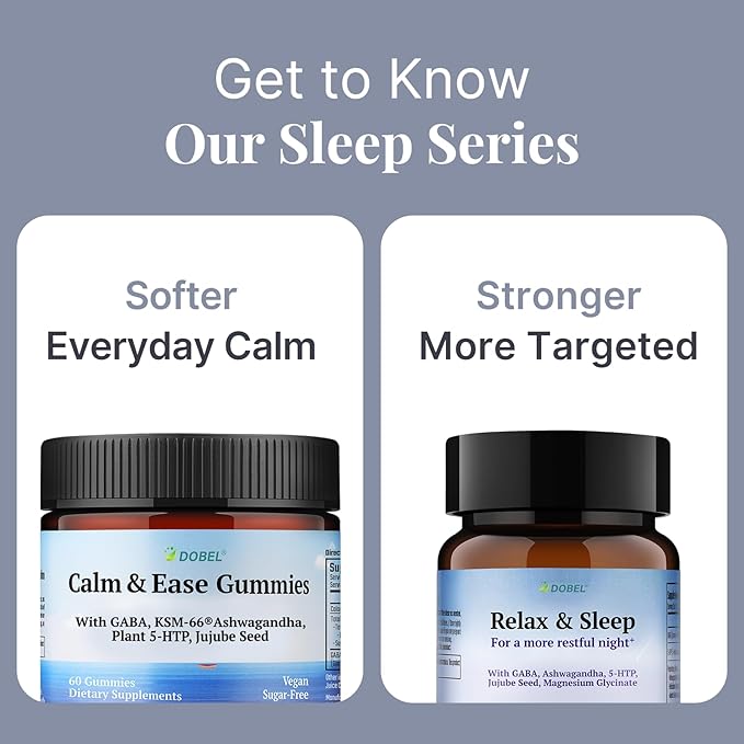Dobel - Calm &amp Sleep Gummies for Adults | Calming Gummies with GABA 5-HTP &amp Ashwagandha KSM-66 Sugar-Free Vegan Bedtime Wind-Down Support Natural Blueberry Flavor - 60 Gummies
