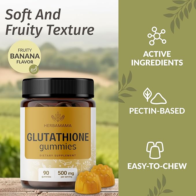 HERBAMAMA Milk Thistle and Glutathione Kit - Bundle of Milk Thistle Extract 2 fl oz &amp 500 mg Reduced L-Glutathione Gummies - Vegan Non-GMO Alcohol-Free - 2 Pack