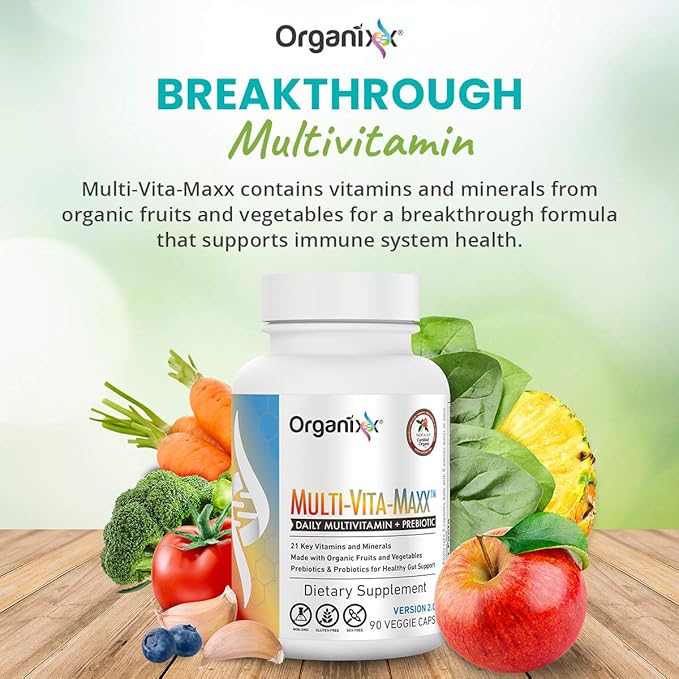 Organixx Clean Sourced Collagens (20 Serv) &amp Multi-Vita-Maxx (90 Caps) Bundle Protein w/Vitamin C &amp Zinc Plus USDA Organic Whole Food Multivitamin Supports Hair Joints &amp Daily Energy G