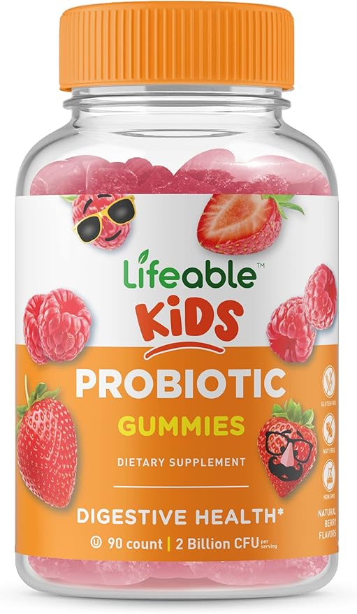 Lifeable Probiotic 2 Billion CFU Kids + Zinc 25mg Kids Gummies Bundle - Great Tasting Vitamin Supplement Gluten Free GMO Free Chewable Gummy