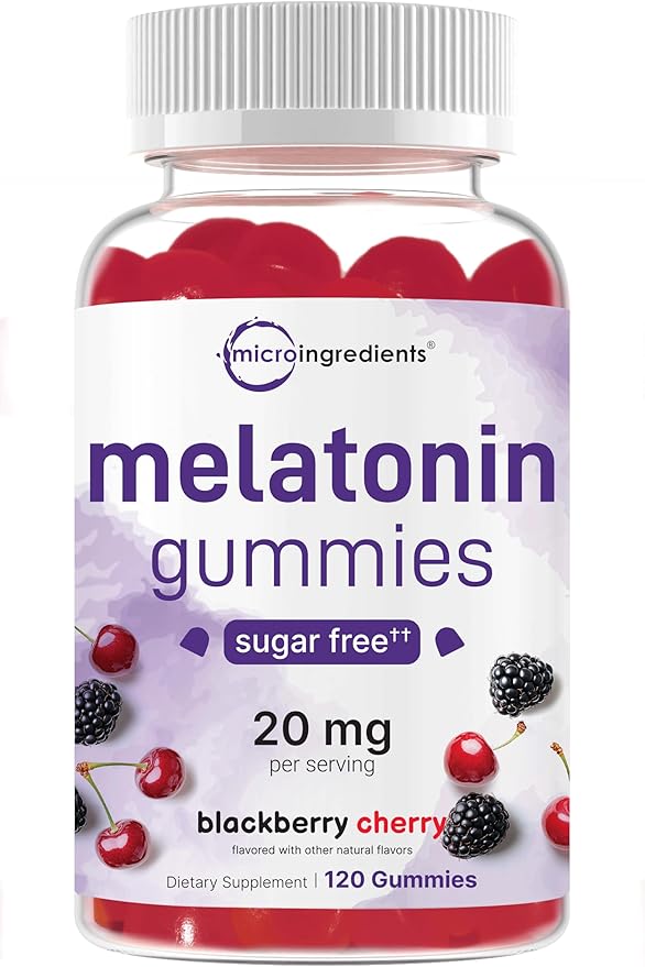 Micro Ingredients Melatonin Gummies &amp 8-in-1 Multi Collagen | Bundle | Sugar-Free BlackBerry Cherry Flavor | Non-Habit-Forming Ingredients | Hydrolyzed Peptides + Biotin Hyaluronic Acid &amp Vit