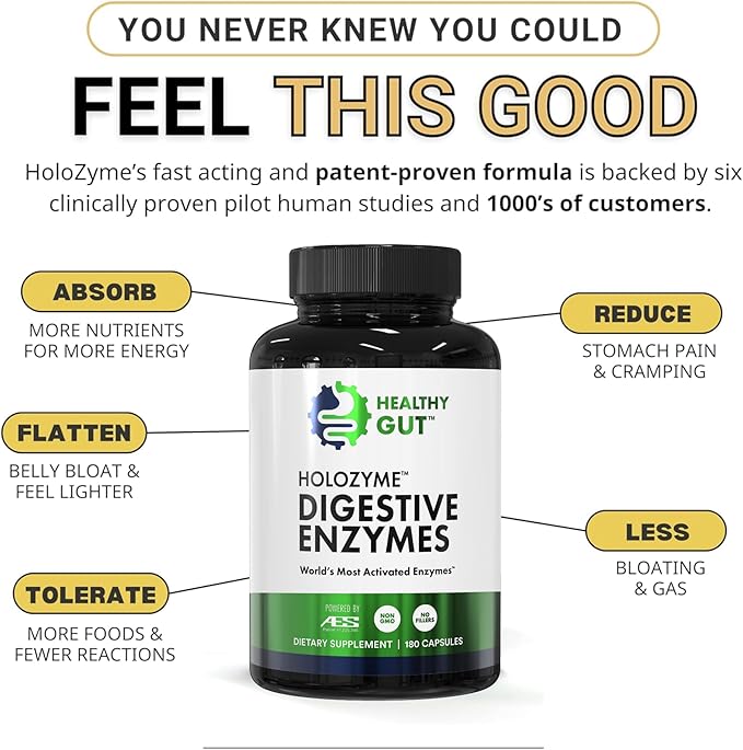 Healthy Gut HoloZyme Digestive Enzymes 180 Capsules and Magnesium-HP 90 Capsules