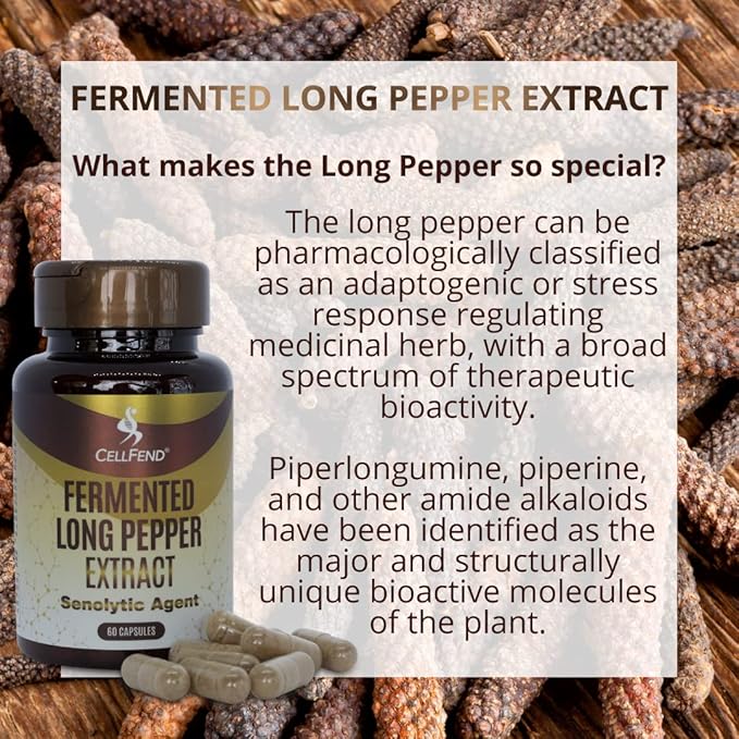 Senolytic Supplement Piperlongumin Aging Supplement - Supports Optimal Cell Repair &amp Rejuvenation Naturally Eliminate Zombie Cells 1 Month Supply