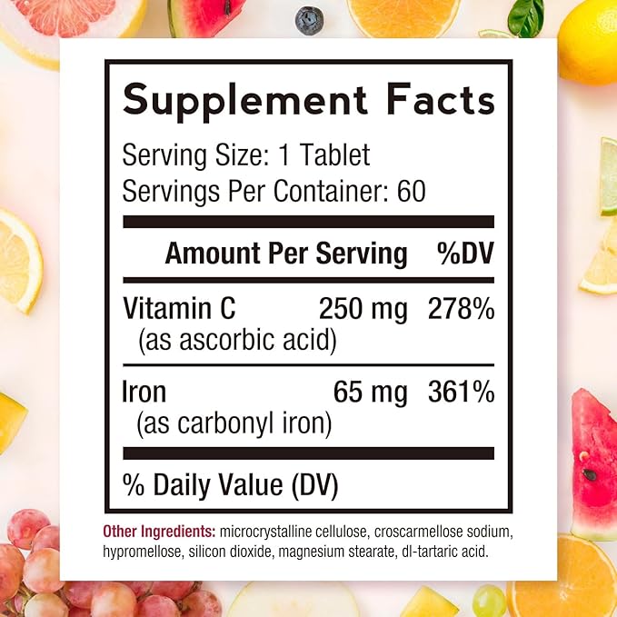 Doctor's Recipes Iron 65 mg &amp Iron Complex Bundle Energy Production &amp Blood Health Stomach Friendly Iron Tablets 60 ct &amp Iron Capsules 30 ct