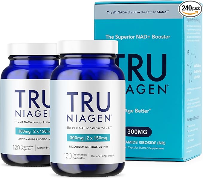 TRU NIAGEN Patented NAD Supplement for Brain Function Anti Aging &amp Cell Regeneration Niagen 60 300mg Servings | Supports Cellular Energy Muscle | Nicotinamide Riboside (NR) Take 2 Daily | 2 Bo
