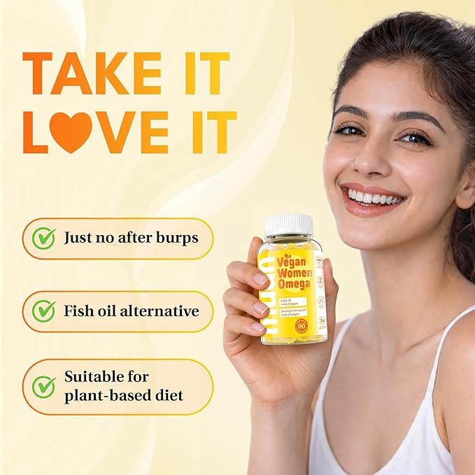 Women Vegan Omega 3-6-7 Gummies (60 ct) 1000mg Algae Oil DHA EPA Sea Buckthorn Evening Primrose Oil No Added Sugar Supplement Fish Oil Alternative for Adults