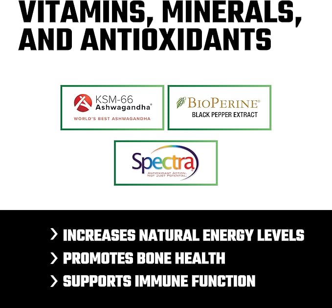 Axe &amp Sledge Multi Plus Multivitamin | 24 Bioavailable Vitamins &amp Minerals Ashwagandha | Multivitamin for Women and Men for Daily Nutritional Support | 90 Capsules 30 Servings