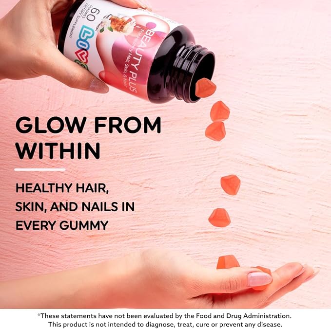 LIVS Beauty Plus Gummy Vitamins - Biotin Gummies for Hair Skin and Nails | Natural Gluten-Free Non-GMO Beauty Supplement with Vitamins A C E B12 D2 Zinc &amp More - Cream Soda Flavor - 120 Ct