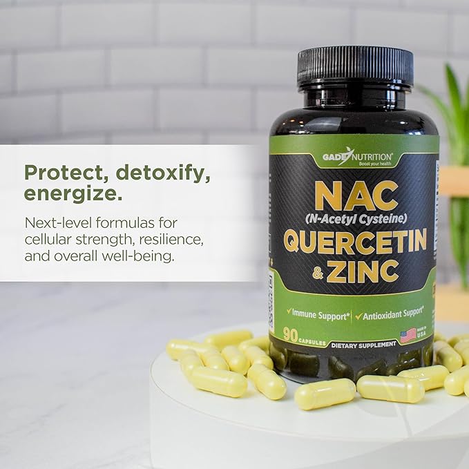 Gade Nutrition NAC Supplement n-Acetyl cysteine with Quercetin &amp Zinc | Immune Support Supplement with n Acetyl cysteine | Vegetable Capsules | USA Made