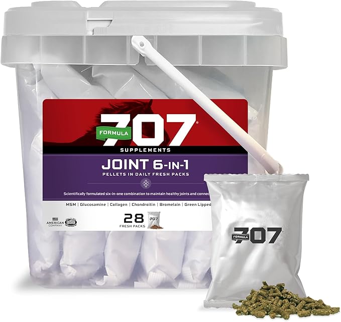 Formula 707 Joint 6in1 Equine Supplement Daily Fresh Packs – Support for Joint Integrity and Inflammatory Response in Horses – Green-Lipped Mussel MSM Glucosamine Chondroitin &amp Collagen
