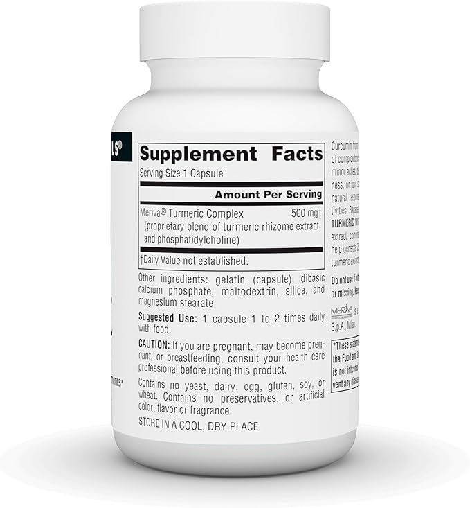 Source Naturals Turmeric with Meriva Eases Discomfort from Everyday Activities 29X Bioavailibility* - 500 mg - 60 Capsules