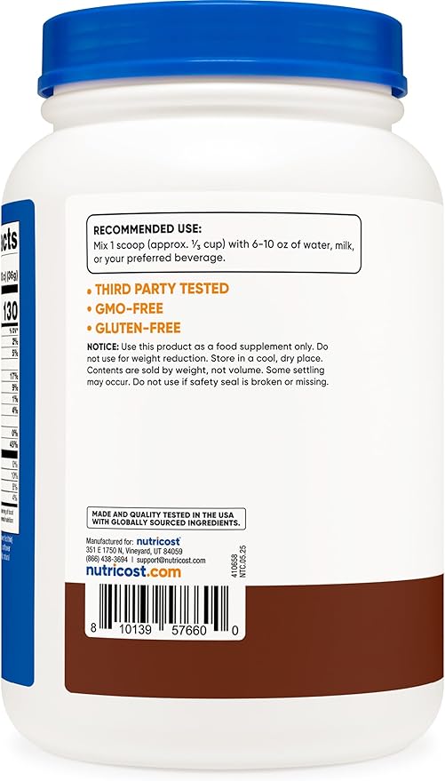 Nutricost Hydrolyzed Whey Protein Powder (Chocolate) 2 LBS - Whey Protein Hydrolysate 25g of Protein GMO-Free Gluten-Free