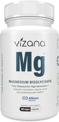 Magnesium Bisglycinate – 100% Pure Albion® TRAACS® Chelate – 330mg Elemental Magnesium – Non-Buffered No Oxide Gentle on Stomach – 180 Vegan Capsules