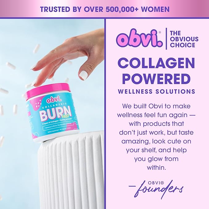 Obvi Multi Collagen Burn Fast | Hydrolyzed Collagen Peptides Types I II III V X | Keto &amp Gluten Free | 30 Servings