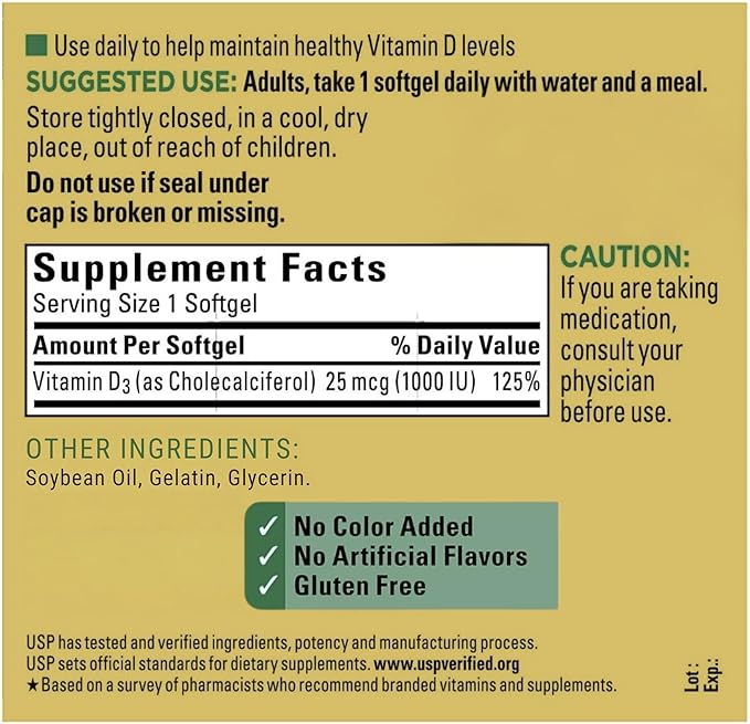 Vitamin D3 25mcg (1000 IU) | 650 Softgels – 22 Month Supply | Vitamin D + Essential Vitamins &amp Dietary Supplements Guide by Chloe’C Store – Bone Teeth &amp Muscle and Immune Health Support