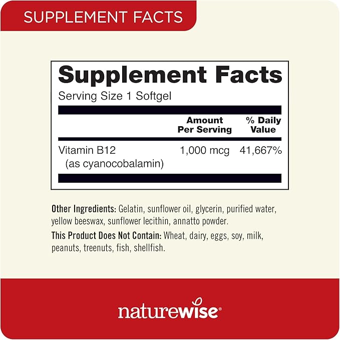 NatureWise High-Potency 1000mg Omega 3 600mg EPA 400mg DHA Vitamin E 180ct &amp 1000mcg Vitamin B12 150 Softgels Supplement Bundle