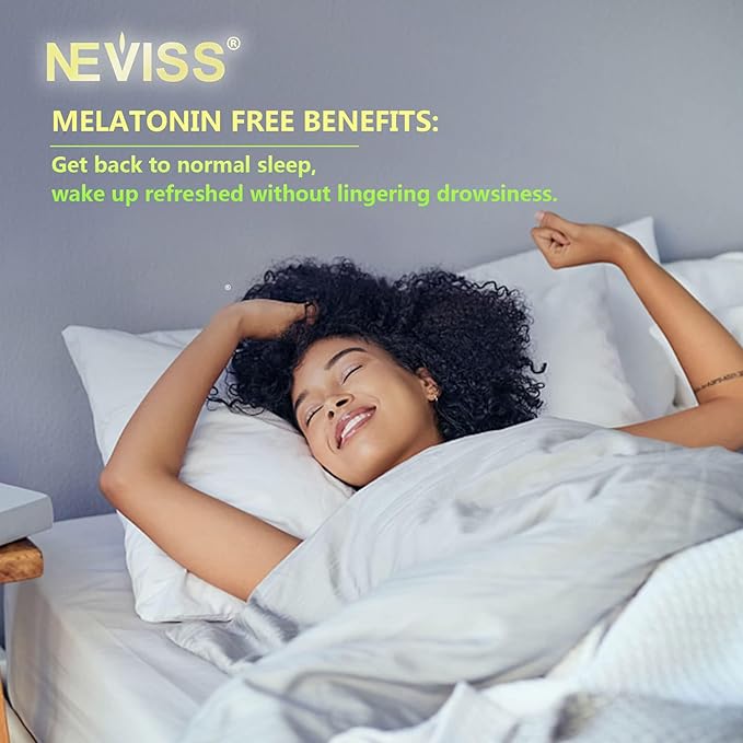 NEVISS Melatonin Free Sleep Aid Gummies for Adults - Magnesium Glycinate Gummies | GABA L-Tryptophan Magnesium Ashwagandha - Non-Habit Forming Help for Deep Relaxation - Vegan Lemon Flavor 1Pack